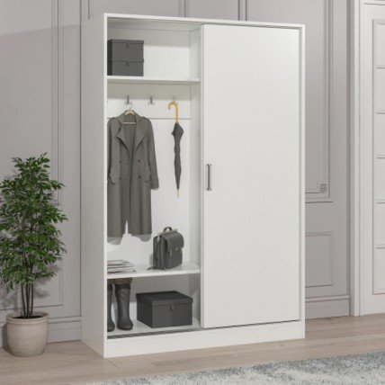 Napoli Sürme Kapaklı Portmanto Beyaz-Beyaz 