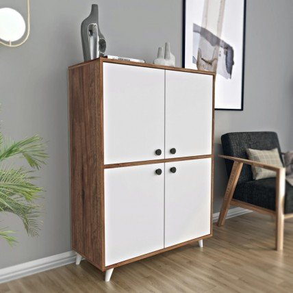 Teramo Çok Amaçlı Dolap Ceviz-Beyaz Teramo Çok Amaçlı Dolap Ceviz-Beyaz